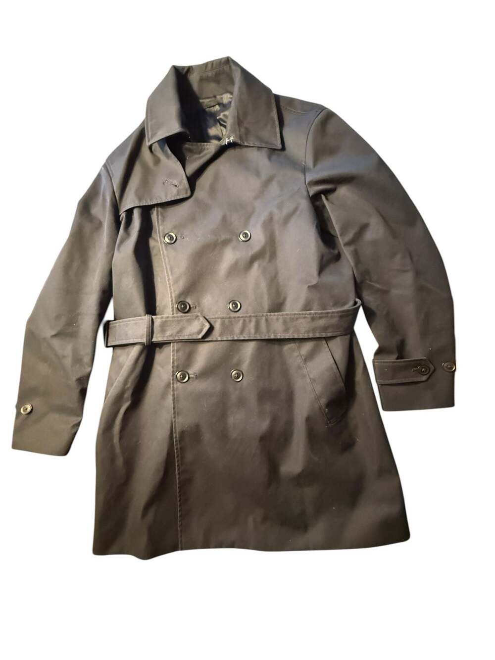 Mango Man Double-Breasted Trench Coat with Belt, Size XL